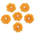 4cm yellow double layer fabric flower with pearl for DIY garments and accessories decor. - 4cm / Orange