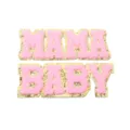 Gold-rimmed chenille letter patches MAMA BABY iron-on embroidered clothing accessories - MAMA and BABY Letter Set / 2 Pcs/Set / Pink