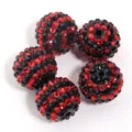 Resin rhinestone large hole beads red and black color variant for DIY jewelry making crafts accessories - 20mm / Red & Black