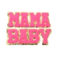 Pink chenille glitter letter patches spelling mama baby for DIY clothing and phone case decor - MAMA and BABY Letter Set / 2 Pcs/Set / Rose Red