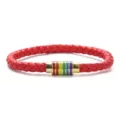 Rotes geflochtenes PU-Lederarmband mit regenbogenfarbenem Magnetverschluss für den Alltag. - Rot mit goldenem Verschluss