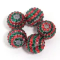 Resin rhinestone large hole beads DIY handmade phone chain key ring clothing accessories - 20mm / Red and Green