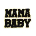 Gold glitter chenille letter patches MAMA and BABY iron on DIY clothing accessories. - MAMA and BABY Letter Set / 2 Pcs/Set / Black