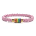 Rosa geflochtenes PU-Lederarmband mit goldenem Magnetverschluss und Regenbogenstreifen. - Rosa Goldener Haken Stil