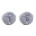 Close-up detail of fluffy grey pom pom furry accessories with elastic loop for hanging decor. - 6cm / 2 Pieces/Pack / Gray