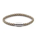 Bracciale in pelle intrecciata con chiusura magnetica in acciaio inossidabile, beige. - Lunghezza 22cm / Diametro 6mm / Stile colore acciaio e beige