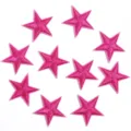 Hot pink star embroidered iron on patch for clothing decoration accessories and DIY crafts - 3cm / Rose Red