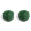 Green fluffy fur pom pom charms with white elastic loops, perfect for keychains and accessories. - 6cm / 2 Pieces/Pack / Green