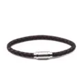 Bracciale in pelle intrecciata marrone con chiusura magnetica in acciaio inossidabile. - Lunghezza 22cm / Diametro 6mm / Stile colore acciaio e caffè scuro