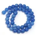 Filo di perle di cristallo di quarzo screpolato blu per creazione di gioielli fai da te - Blu zaffiro