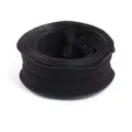 Black ruffled ribbon detail view, ideal for garment accessories and craft DIY projects. - 2.5cm (Per Yard) / Black