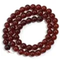 Filo di perle di vetro rotonde rosso scuro, superficie liscia braccialetto collana accessorio. - Caffè