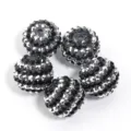 Black and silver rhinestone disco beads for DIY jewelry making crafts and accessories. - 20mm / White Black
