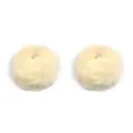 Fluffy cream pom pom pendant detail, soft fur ball accessory with hanging loop for DIY crafts. - 6cm / 2 Pieces/Pack / Beige