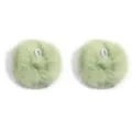 Close-up of light green fluffy fur ball detail with white elastic hanging loop for accessories. - 6cm / 2 Pieces/Pack / Light Green