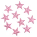 Pink star embroidered iron on patches for clothing and DIY decorative craft sets. - 3cm / Light Pink