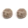 Fluffy khaki faux fur pom pom balls with white loops for keychains, bags, and DIY crafts. - 6cm / 2 Pieces/Pack / Brown