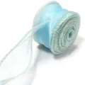 Nastro in organza azzurro chiaro con bordo dorato per confezione bouquet e fiocchi regalo. - 4cm di Larghezza, 10 Yard/Pack / Celeste