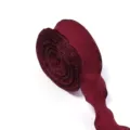 Close up detail view of burgundy ruffled pleated ribbon showing the exquisite fine texture. - 2.5cm (Per Yard) / Burgundy