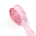 Pink ruffled bubble crepe ribbon detail, textured edge for gift wrapping and DIY crafts. - Rouge Pink