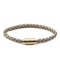Bracciale in pelle intrecciata da uomo e donna con chiusura magnetica in acciaio chic - Lunghezza 22cm / Diametro 6mm / Beige (Con Chiusura Magnetica Oro)