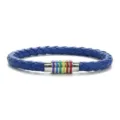 Blaues geflochtenes PU-Lederarmband mit Regenbogen-Magnetverschluss, Modeaccessoire. - Königsblau mit stahlfarbenem Verschluss