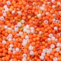 Orange and white iridescent glass seed beads for DIY jewelry making and slime filling accessories. - 40g/Pack / Mixed Orange Series