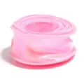 Pink iridescent wavy organza ribbon roll for gift wrapping, bouquet packaging and party decor. - Pink