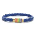 Blaues geflochtenes PU Lederarmband mit buntem Regenbogen Magnetverschluss Modeschmuck - Königsblau mit goldenem Verschluss