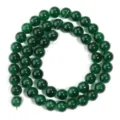 Perline rotonde in vetro imitazione giada verde scuro sciolte per collana bracciale DIY - Verde scuro