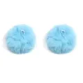 Light blue fluffy pom pom charms with hanging loops for keychains bag pendants DIY accessories - 6cm / 2 Pieces/Pack / Blue