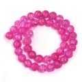 Perline di cristallo craquelé rosa per bracciali collane DIY, design luminoso ed elegante. - Rosso rosa