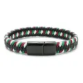 Gevlochten PU lederen armband met roestvrij stalen magnetische sluiting voor koppels. - Zwarte magneetsluiting + gekleurd leren koord