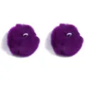 Purple fluffy pom pom charm pair with hanging loop for keychain bag shoe accessory - 6cm / 2 Pieces/Pack / Purple