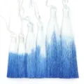 Blau-weiße Polyester-Quasten mit Farbverlauf für Hanfu, Qipao und Lesezeichen-Anhänger. - Länge ca. 80 mm / Blau