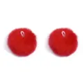 Red Fluffy Pom Pom Fur Balls with Hanging Loop for Keychains Bags and DIY Accessories - 6cm / 2 Pieces/Pack / Red