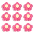 Handmade crochet flower patches, milk cotton yarn floral appliques for DIY crafts. - 10 Pieces/Pack / Rose Red Petals (Yellow Stamens)