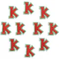 Écusson brodé lettre K rouge et vert DIY vêtements chapeau sac accessoire insigne - 3cm / Lot de 10 / Lettre K vert et rouge