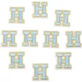 Lettre H bleu or brodé patch thermocollant DIY insigne pour vêtements sacs accessoires - 3cm / Lot de 10 / Lettre H jaune et bleu