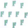 Écusson brodé lettre F, alphabet vert et bleu style collégien accessoire vêtement DIY. - 3cm / Lot de 10 / Lettre F bleu et vert
