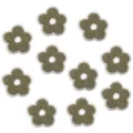 Toppe ricamate di fiori ciniglia verdi con bordo glitter argento per cappelli borse vestiti DIY - Fiore / Confezione da 10 / Verde militare / 6cm