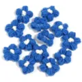 Handmade crochet blue wool flowers for DIY crafting, clothing, bags, and hair accessories. - 10 Pieces / Blue Petals (White Stamen)