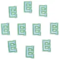 Patch brodé lettre E coloré DIY vêtement chapeau sac coque de téléphone accessoire - 3cm / Lot de 10 / Lettre E vert et bleu