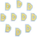 Patch brodé lettre D thermocollant applique en tissu DIY vêtements sacs accessoires 1pc - 3cm / Lot de 10 / Lettre D bleu et jaune
