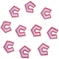 Patch brodé lettre C coloré thermocollant DIY pour vêtements jeans sacs vestes - 3cm / Lot de 10 / Lettre C rouge et violet