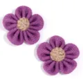 Handmade purple burlap flower accessories with jute centers for DIY crafts apparel and hair clips. - Five-Petal Flower Style / 2 Pieces (Approx 7.5cm) / Purple