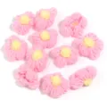 Handmade milk cotton crochet flowers DIY craft accessories for cute hair clips and decor. - 10 Pieces/Pack / Pink Petals (Yellow Stamen)