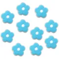 Toppe floreali soffici blu con bordo glitterato argentato accessori artigianali DIY. - Confezione da 10 / Fiore Blu / 6cm