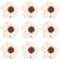 Handmade milk cotton crochet flower accessories for DIY crafts, clothing and hair clip decor. - 10 Pieces/Pack / Beige Petals (Brown Stamen)