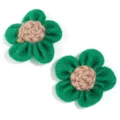Handmade burlap five petal flower DIY accessories for hair clips bags and clothing decor. - Five-Petal Flower Style / 2 Pieces (Approx 7.5cm) / Dark Green